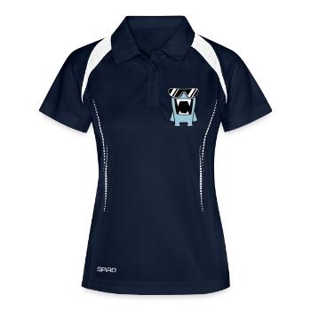 Cool Monster - Frauen Polo atmungsaktiv - Navy/Weiß - Vorne