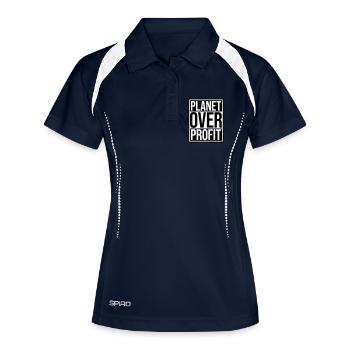 Planète sur le devis de profit - Polo respirant Femme - marine/blanc - Devant