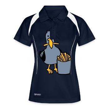 Happy seagull stolen fries - Women's Polo breathable - navy/white - Front