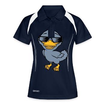 Cooles Sonnenbrille Entenküken Comic - Frauen Polo atmungsaktiv - Navy/Weiß - Vorne