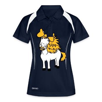 cheval mignon poney fille femelle fille cheval fille - Polo respirant Femme - marine/blanc - Devant