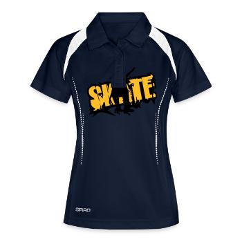 Skate - Frauen Polo atmungsaktiv - Navy/Weiß - Vorne