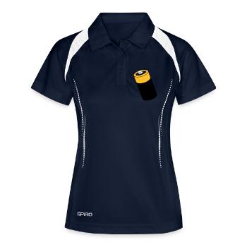 Batterie - Energie - unter Strom - Frauen Polo atmungsaktiv - Navy/Weiß - Vorne
