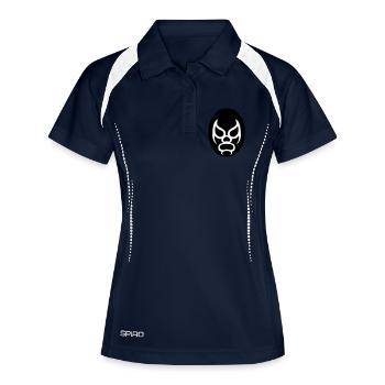 lucha libre wrestling mask geek bad angry - Polo respirant Femme - marine/blanc - Devant