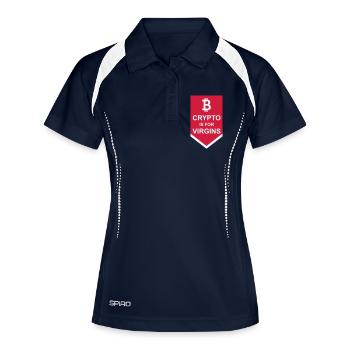 crypto is for virgins - Frauen Polo atmungsaktiv - Navy/Weiß - Vorne