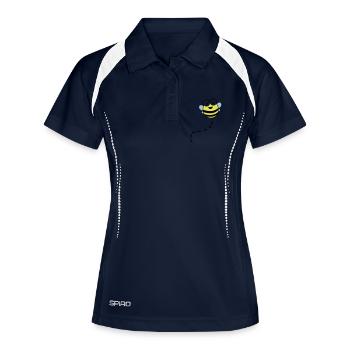 lustige_biene_02 - Frauen Polo atmungsaktiv - Navy/Weiß - Vorne