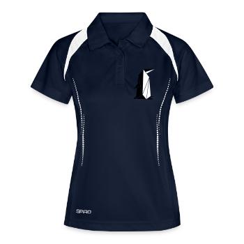 Origami: putziger Pinguin - Frauen Polo atmungsaktiv - Navy/Weiß - Vorne