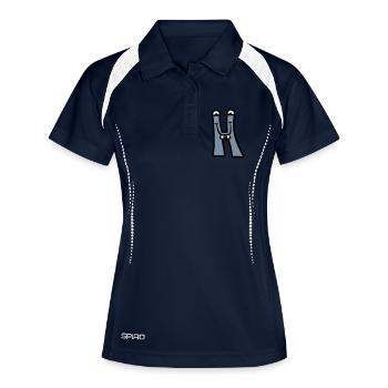 Buchstabe H Comic Gesicht Lustig Monster - Frauen Polo atmungsaktiv - Navy/Weiß - Vorne