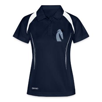 Galgoprinzessin - Frauen Polo atmungsaktiv - Navy/Weiß - Vorne