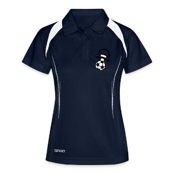 Fußball Schnuller Baby Lutscher 0 - Frauen Polo atmungsaktiv - Navy/Weiß - Vorne