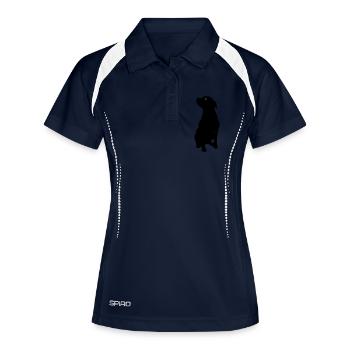 Hund - Frauen Polo atmungsaktiv - Navy/Weiß - Vorne