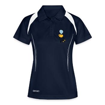 chewing_gum_man - Frauen Polo atmungsaktiv - Navy/Weiß - Vorne