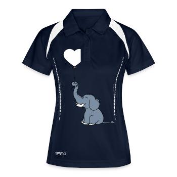 luftballon herz form liebe elefant gluecklich nied - Frauen Polo atmungsaktiv - Navy/Weiß - Vorne