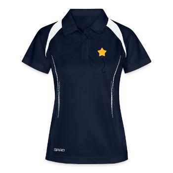 Fliegender Stern Luftballon - Frauen Polo atmungsaktiv - Navy/Weiß - Vorne