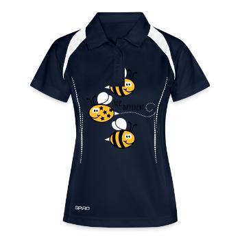 Be different - be yourself - Biene - Bee - 3C - Frauen Polo atmungsaktiv - Navy/Weiß - Vorne
