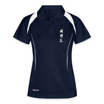 Tae Kwon Do - koreanische Schriftzeichen - Frauen Polo atmungsaktiv - Navy/Weiß - Vorne