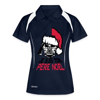 je suis ton pere noel citation tete mort - Polo respirant Femme - marine/blanc - Devant