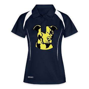 Pitbull zweifarbig - Hund Kampfhund - Frauen Polo atmungsaktiv - Navy/Weiß - Vorne