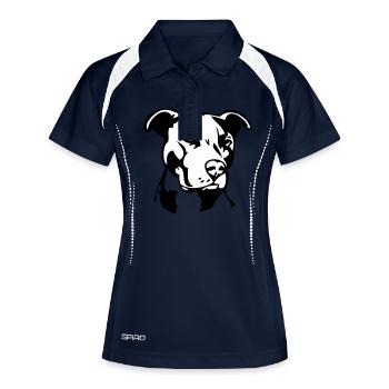 Pitbull zweifarbig 2 - Hund Kampfhund - Frauen Polo atmungsaktiv - Navy/Weiß - Vorne