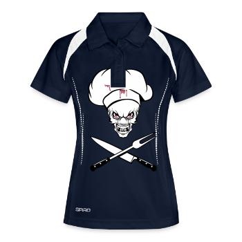 kochen koch witzig horror messer gabel - Frauen Polo atmungsaktiv - Navy/Weiß - Vorne