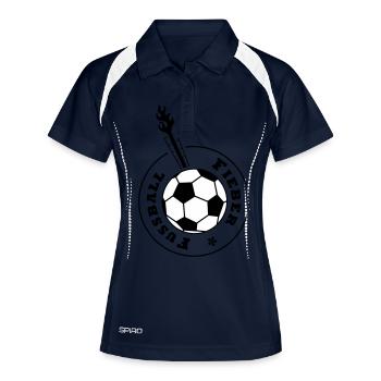 Fussball-Fieber (schwarz-weißer Ball) - Frauen Polo atmungsaktiv - Navy/Weiß - Vorne
