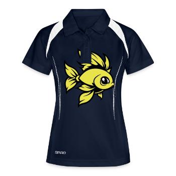 Poisson rouge poisson bande dessinée Animal - Polo respirant Femme - marine/blanc - Devant