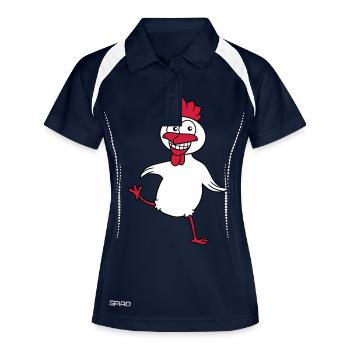Funny Chicken - Frauen Polo atmungsaktiv - Navy/Weiß - Vorne