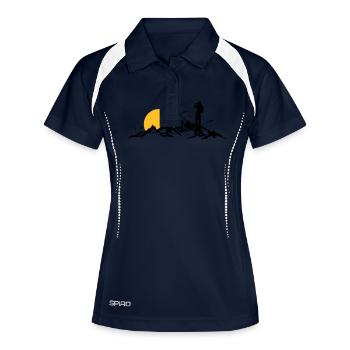 Natur - Berge Wanderer - Frauen Polo atmungsaktiv - Navy/Weiß - Vorne