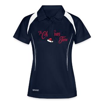 christmas time - Frauen Polo atmungsaktiv - Navy/Weiß - Vorne