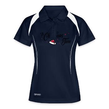 christmas time - Frauen Polo atmungsaktiv - Navy/Weiß - Vorne