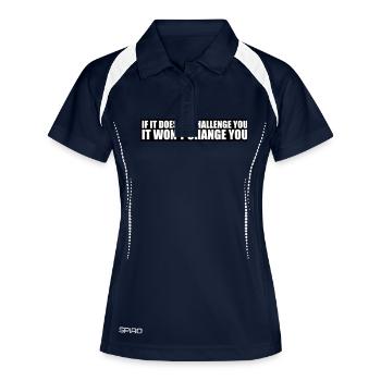 Workout Fitness Motivation Zitat - Frauen Polo atmungsaktiv - Navy/Weiß - Vorne