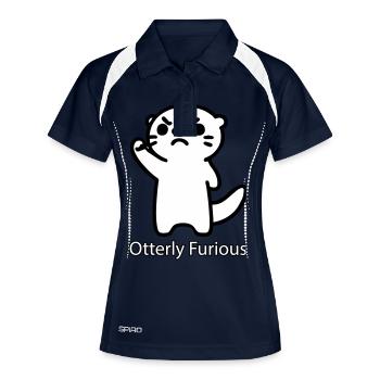 Wütender Otter hebt seine Faust - Otterly Furious - Frauen Polo atmungsaktiv - Navy/Weiß - Vorne