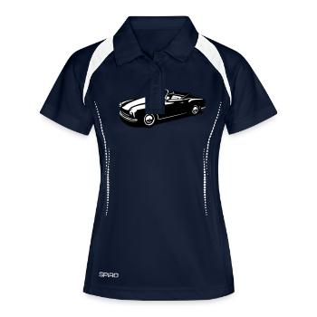 Oldtimer Cabrio 14 (2c) - Frauen Polo atmungsaktiv - Navy/Weiß - Vorne