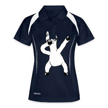 Drôle de Dabbing Dab Dance Llama Cool Lunettes de soleil - Polo respirant Femme - marine/blanc - Devant