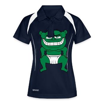 monster oger troll boese sumo ringer uebergewicht - Frauen Polo atmungsaktiv - Navy/Weiß - Vorne