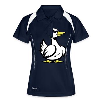 Dessin animé de bande dessinée de canard - Polo respirant Femme - marine/blanc - Devant