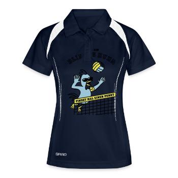 Blindes Huhn Volleyball - Frauen Polo atmungsaktiv - Navy/Weiß - Vorne