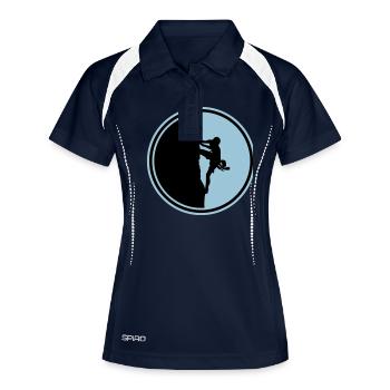 Escalade, Alpinisme, Silhouette, Cercle - Polo respirant Femme - marine/blanc - Devant