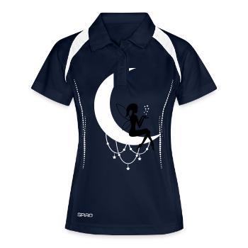 Fée Elfe Croissant de Lune Fantaisie - Polo respirant Femme - marine/blanc - Devant