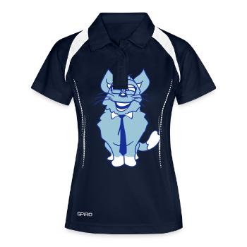 Smart Nerd Cat Lunettes à monture de corne Lunettes Geek Tie - Polo respirant Femme - marine/blanc - Devant