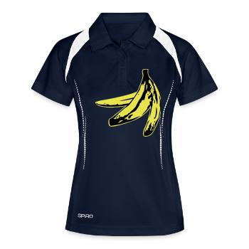 warholish banana peel - Frauen Polo atmungsaktiv - Navy/Weiß - Vorne