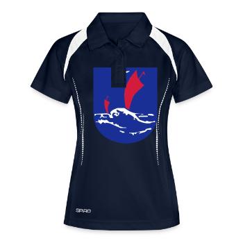 Wappen Insel Langeoog - Frauen Polo atmungsaktiv - Navy/Weiß - Vorne