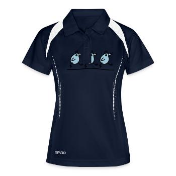 3 laufende Vögel - V3 - Frauen Polo atmungsaktiv - Navy/Weiß - Vorne