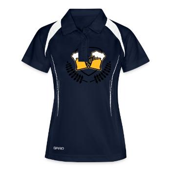 Bier Wappen Sauftour Saufen Bierkrug Symbol Logo - Frauen Polo atmungsaktiv - Navy/Weiß - Vorne