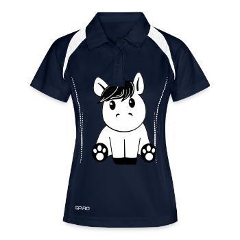 Einhorn schwarz weiß - Frauen Polo atmungsaktiv - Navy/Weiß - Vorne