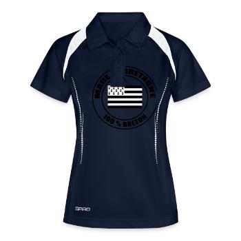 Made in Bretagne drapeau 2 - Polo respirant Femme - marine/blanc - Devant