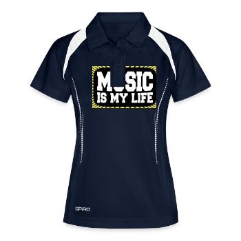 La musique est ma vie Musik ist mein Leben liebe spruch - Polo respirant Femme - marine/blanc - Devant