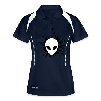 Blob extraterrestre de gouttes - Polo respirant Femme - marine/blanc - Devant