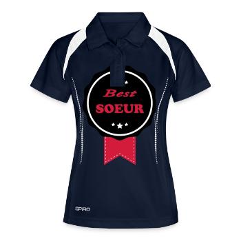 BESTE SCHWESTER - Frauen Polo atmungsaktiv - Navy/Weiß - Vorne
