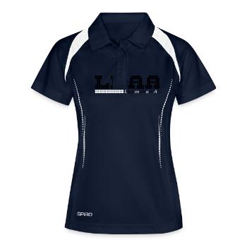 "Leck mich am A...." by Claudia-Moda - Frauen Polo atmungsaktiv - Navy/Weiß - Vorne